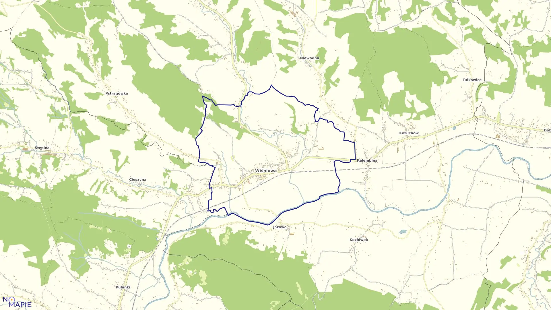 Mapa obrębu WIŚNIOWA w gminie Wiśniowa